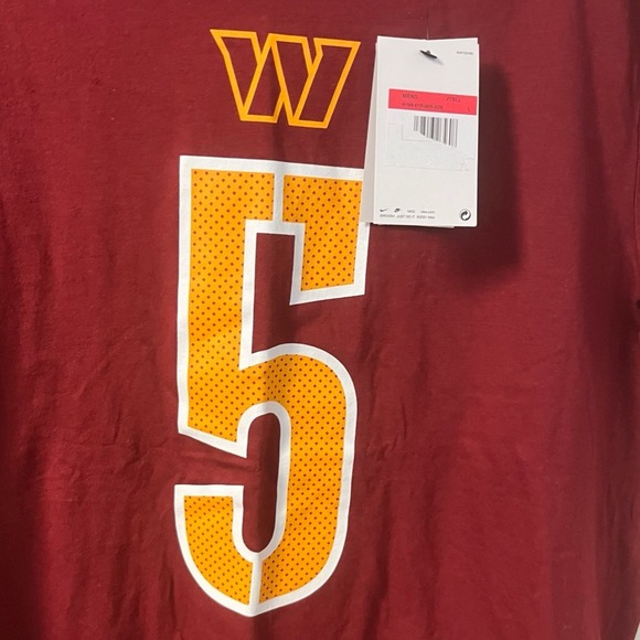 NWT Washington Commanders Nike NFL Mens TShirt Burgundy #5 Daniels Large - Picture 3 of 8